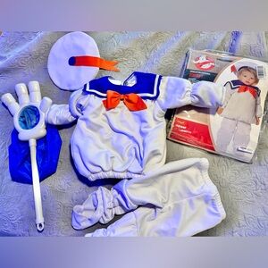 Ghostbusters Staypuft Marshmallow Costume & Candy Bag sz 12-18m